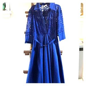 Royal Blue A-line with laces sleeves